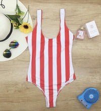 Load image into Gallery viewer, Women Sexy Bikinis Sets One Piece Striped Swimsuit
