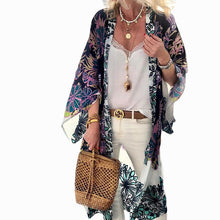 Load image into Gallery viewer, Chiffon Printed Belt Loose Seaside Holiday Beach Sunscreen Cardigan Cover Up
