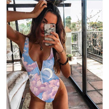 Load image into Gallery viewer, 2021 Striped Swimwear One Piece Swimsuit Women Backless Monokini Swimsuit Sport Bodysuit Beach Bathing Suit Swim Red White
