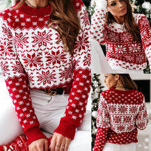 Load image into Gallery viewer, New Christmas Knitted Sweater For Women Snowflake Long Sleeve Knitted Sweater For Women
