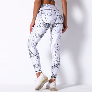 Comfortable breathable digital print yoga pants high waist slim sports leggings