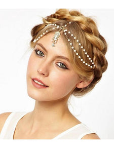Bohemian Diamonds Pearl Fringe Headband Hair Band Headwear