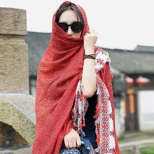 Load image into Gallery viewer, Oversized Spring And Summer Women Solid Color National Wind Sunscreen Silk Scarf Long Paragraph Shawl Beach Towel

