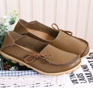 Big Size Pure Color Slip On Lace Up Soft Sole Comfortable Flat Loafers