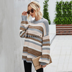 Set Head Large Sleeve Knitted Stitched Personality Sweater