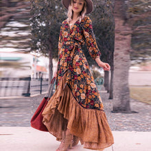 Load image into Gallery viewer, Dress long sleeve printed vintage maxi dress
