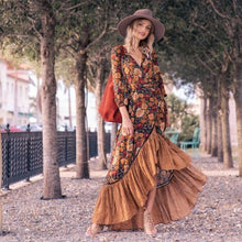 Load image into Gallery viewer, Dress long sleeve printed vintage maxi dress
