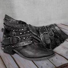 Load image into Gallery viewer, Autumn and winter thick heel large size belt short tube single boot female.
