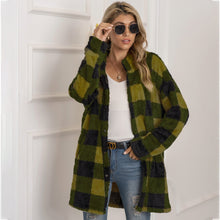 Load image into Gallery viewer, Autumn Winter Sweater Cardigan Amazon Hot Contrast Plaid Long Coat
