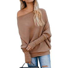 Load image into Gallery viewer, Sweater Female Solid Bat Long Sleeved Round Collar Casual Sweater Female
