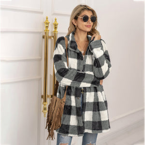 Autumn Winter Sweater Cardigan Amazon Hot Contrast Plaid Long Coat