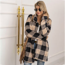 Load image into Gallery viewer, Autumn Winter Sweater Cardigan Amazon Hot Contrast Plaid Long Coat
