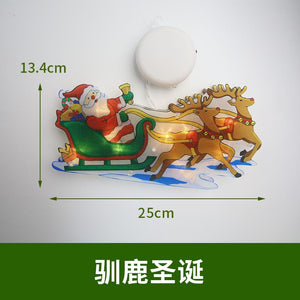 LED Christmas decoration lights Santa Claus snowman elk shape window suction cup lights holiday decoration