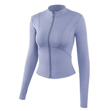 Load image into Gallery viewer, Nude Sports Coat Slim Yoga Suit Women&#39;s Zipper Long Sleeve Fitness Top
