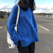 Load image into Gallery viewer, Black turtleneck sweater women fall/winter loose pullover all-match solid color thick outer wear sweater
