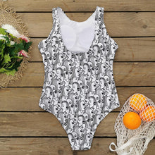 Load image into Gallery viewer, Swimsuit One-piece Bikini Personality Abstract Printed Swimsuit Female Sleeveless Monokini white
