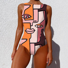 Load image into Gallery viewer, Swimsuit One-piece Bikini Personality Abstract Printed Swimsuit Female Sleeveless Monokini street
