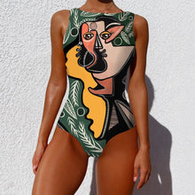 Load image into Gallery viewer, Swimsuit One-piece Bikini Personality Abstract Printed Swimsuit Female Sleeveless Monokini

