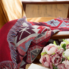 Load image into Gallery viewer, Reversible Woven Pattern Tassels Multi Purpose Sofa Cover Throw Blankets
