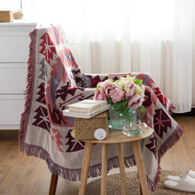 Load image into Gallery viewer, Reversible Woven Pattern Tassels Multi Purpose Sofa Cover Throw Blankets
