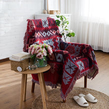 Load image into Gallery viewer, Reversible Woven Pattern Tassels Multi Purpose Sofa Cover Throw Blankets
