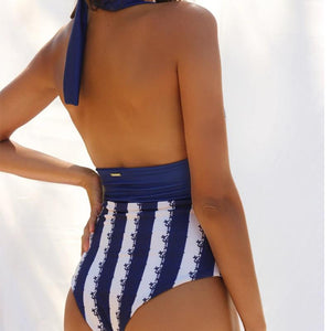 Women's Sexy Print Jumpsuit High Elastic Small Fresh Swimwear Bikini