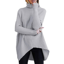 Load image into Gallery viewer, Autumn and winter women&#39;s irregular hem turtleneck jumper long sleeve knitted sweater woman
