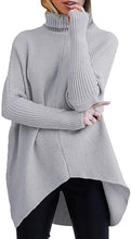 Load image into Gallery viewer, Autumn and winter women&#39;s irregular hem turtleneck jumper long sleeve knitted sweater woman
