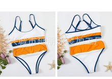 Load image into Gallery viewer, Split Solid Two Shoulder Bikini Women&#39;s Sexy Color Matching Swimsuit
