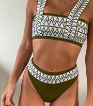 Load image into Gallery viewer, New Bikini Women&#39;s Striped Swimsuit with Split Elastic Panel
