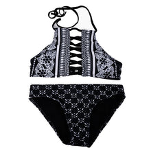 Load image into Gallery viewer, New Black and White Color Matching Retro Pattern Sexy Swimsuit Bikini

