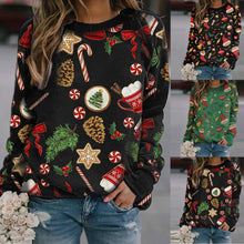 Load image into Gallery viewer, Christmas Women&#39;s Printed Round Neck Long Sleeve Fleece Sweater
