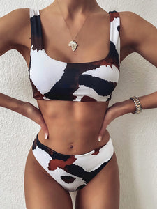 Dairy Cow Printed Vest Bikini Split Swimsuit Bikini Ladies Swimsuit