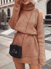 Load image into Gallery viewer, Sexy High Collar Long Sleeve Knit Midi Dress
