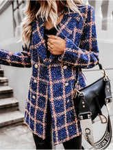 Load image into Gallery viewer, Long-sleeved blazer collar double-breasted woolen coat
