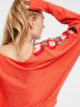 Load image into Gallery viewer, Bohemian national style crew neck flower embroidery thread loose sweater coat
