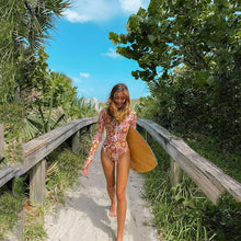 Load image into Gallery viewer, Floral Printed Long Sleeves one-piece swimsuit Wetsuit
