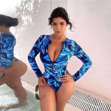 Load image into Gallery viewer, One-piece Long Sleeve Sunscreen Swimsuit Wetsuit
