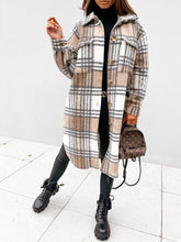 Load image into Gallery viewer, Plaid print woolen coat
