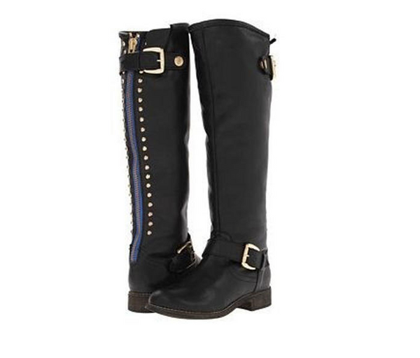 Fashion Thigh-high Rivet Low-heel Zipper Boots Shoes