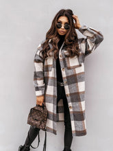 Load image into Gallery viewer, Plaid print woolen coat

