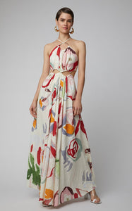 Spring/Summer New Women's Dress iNew Slim Slim Strap Stitching Printed Long Skirt Beach Dress