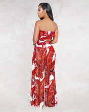 Load image into Gallery viewer, SEXY PRINTING STRAPLESS FLOUNCE TOP WIDE-LEG TROUSERS SUIT
