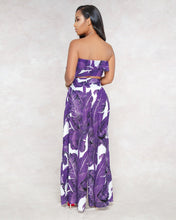 Load image into Gallery viewer, SEXY PRINTING STRAPLESS FLOUNCE TOP WIDE-LEG TROUSERS SUIT
