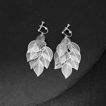 Load image into Gallery viewer, S925 silver literary fresh leaf earrings ethnic style ear clips

