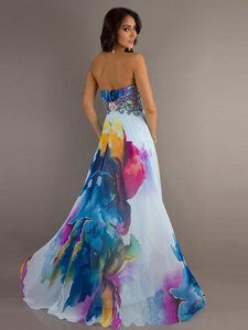 Colorful Strapless Sweet Heart Maxi Dress Party Dress