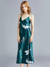 Load image into Gallery viewer, Large version of silk sexy pajamas ladies summer long simple slings pajamas home clothing.
