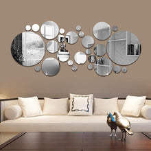 Load image into Gallery viewer, 26/24pcs 3D Mirror Wall Sticker Round Mirror DIY TV Background Room Stickers Wall Decor bedroom Bathroom Home Decoration mirror
