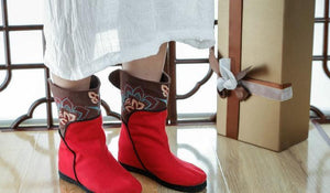 Retro National Style Embroidery Increased Cotton Boots
