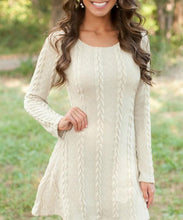 Load image into Gallery viewer, Spring four-color knit padded sweater round neck long sleeve dress
